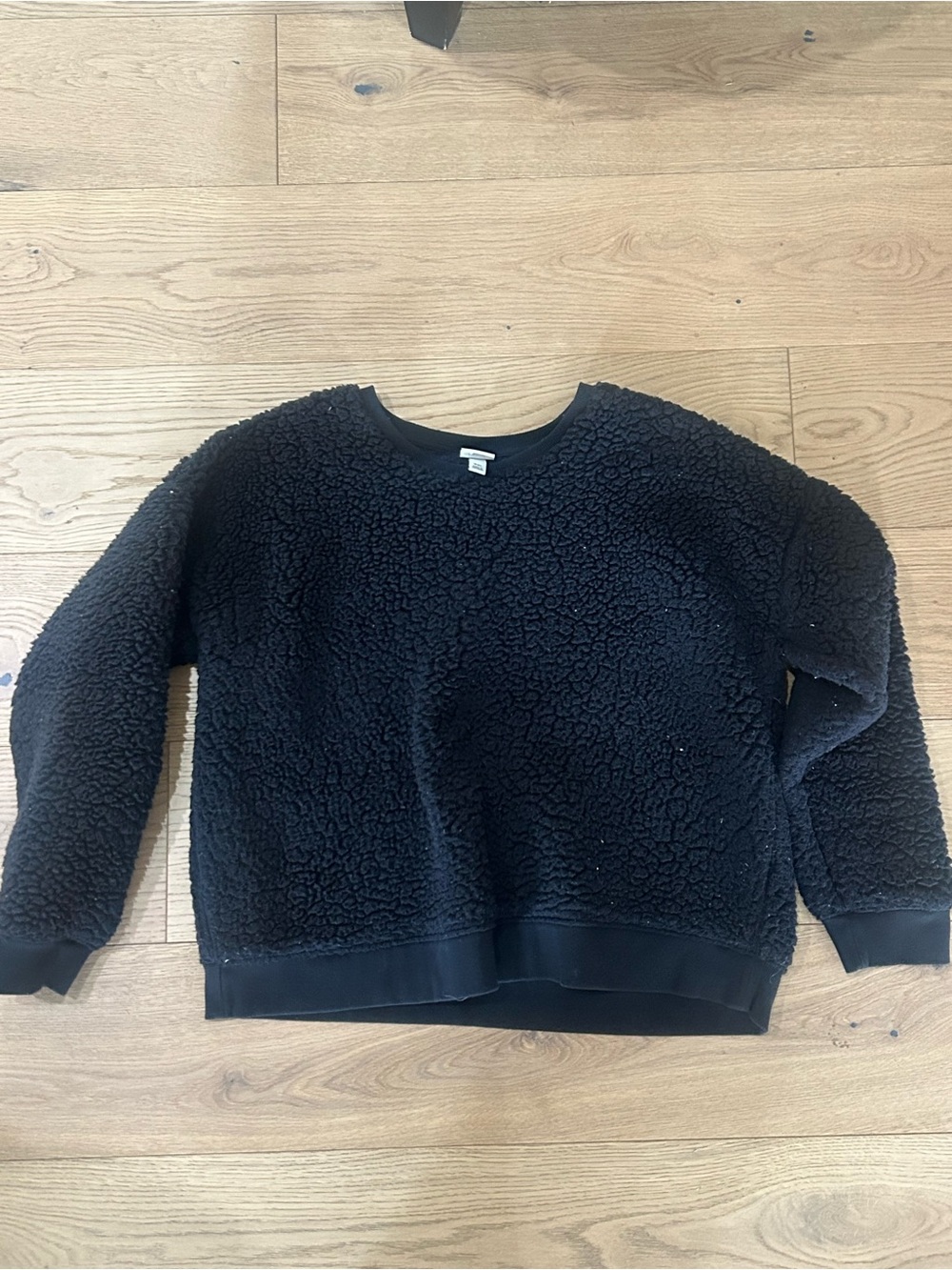 a new day Black Sherpa Crewneck Sweater - Women